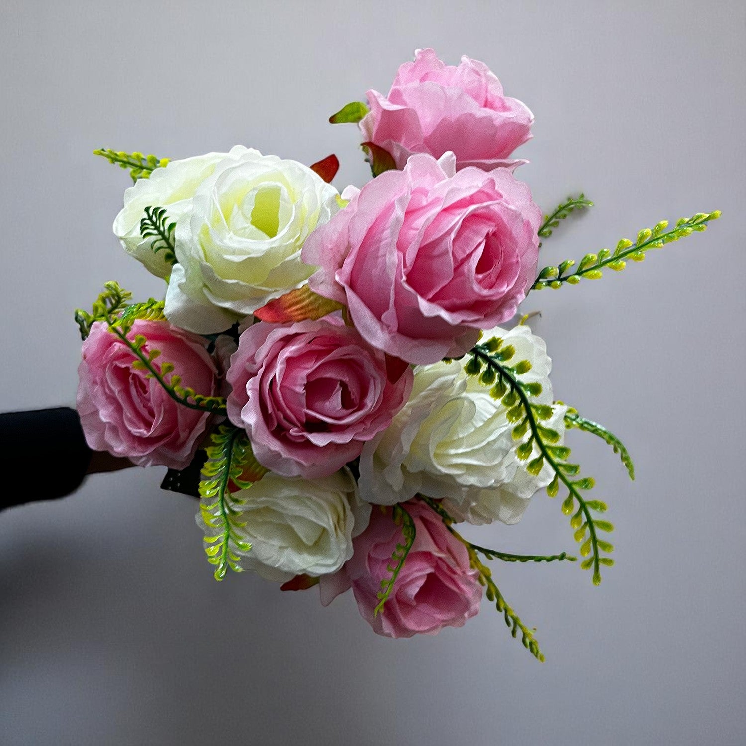 Artificial Flower Plant - Cherry Blossom | Decorative Flowers Bunch & Stems - for Table Vase, Pot, Home Decor, Living Room, Side Table Centerpiece & Festival Decoration - Apkamart #Color_Pink & White