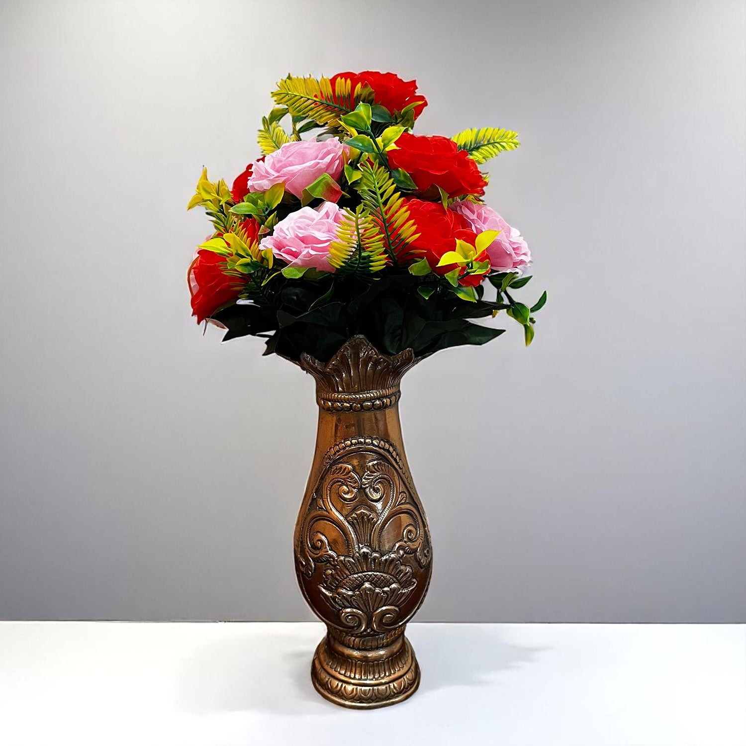 Artificial Flowers Rose Bunches for Vase Pot | Faux Flowers Stem - for Home Decor, Living Room, Office & Festivals Decoration (Vase Not Included) - 16 Inch - Apkamart #Style_Design 1