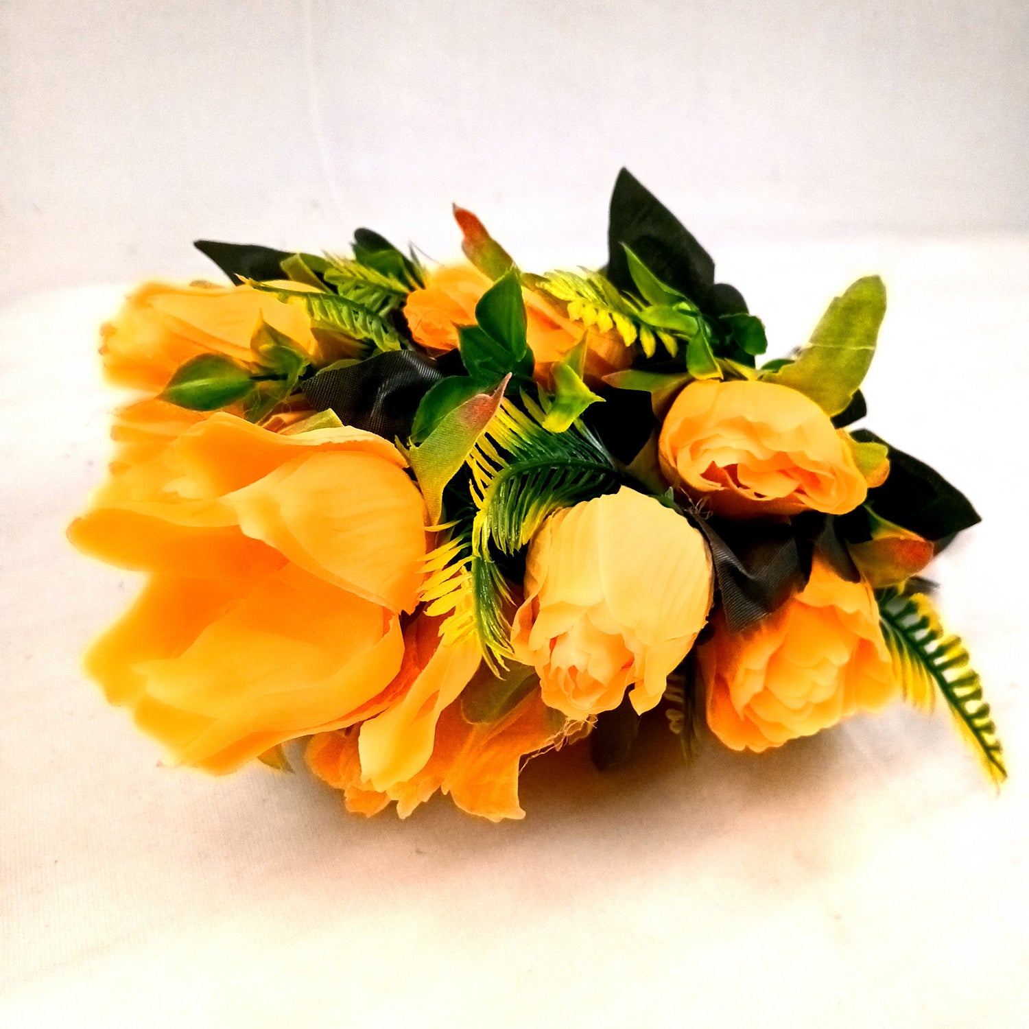 Artificial Flowers Rose Sticks | Faux Flowers Bunch / Bouquet - for Home Decor, Living Room, Office & Festivals Decoration (Vase Not Included) - 15 Inch - Apkamart #Colour_Orange