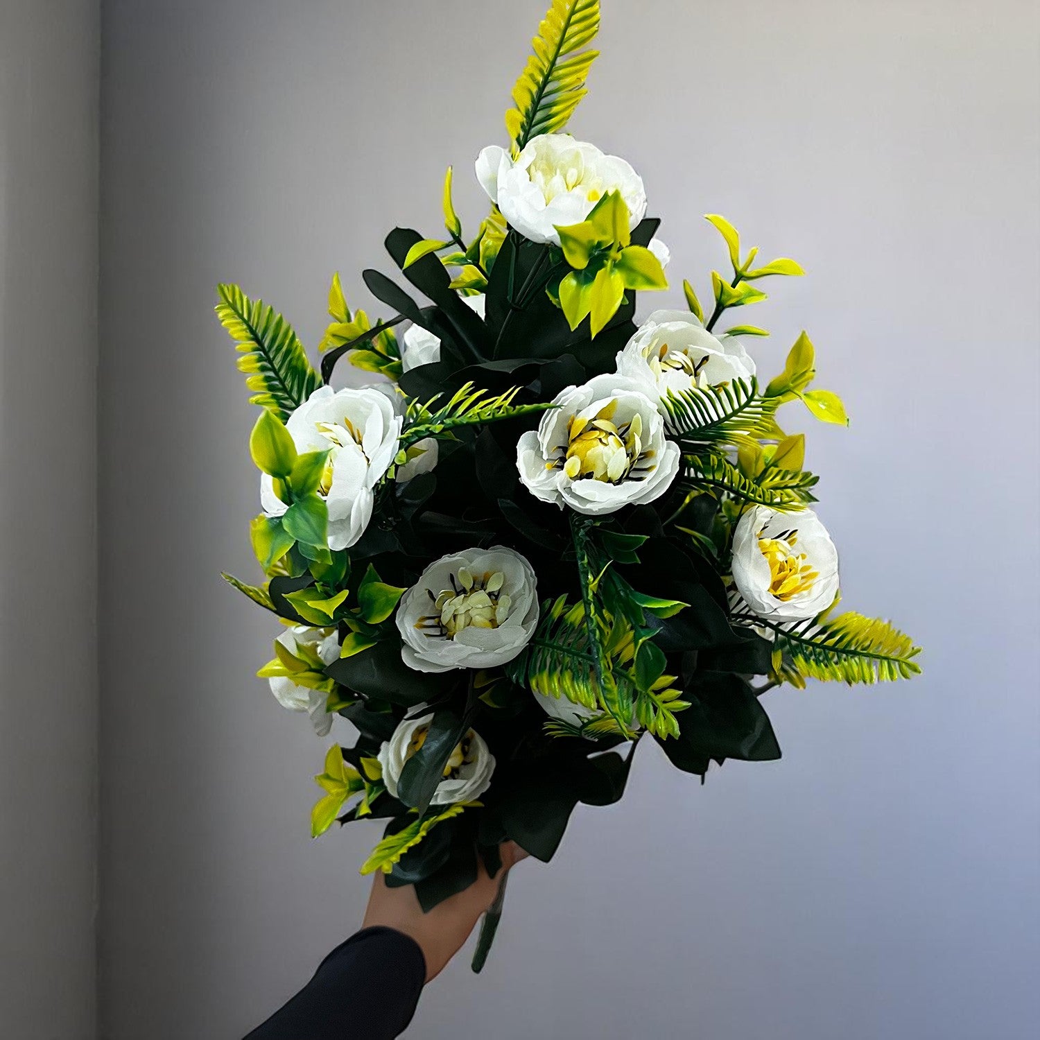 Artificial Flower Bouquets | Fake Flowers Bunch / Sticks - for Vase, Home, Bedroom, Balcony, Office Corner, Living Room (Vase Not Included) - 26 Inch - Apkamart #Colour_White