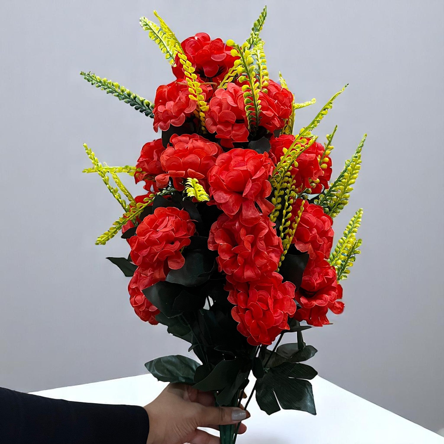 Artificial Flowers Carnation Bunches | Faux Flower Bouquet / Sticks - for Home Decor, Living Room, Office & Festivals Decoration (Vase Not Included) - 27 Inch - Apkamart #Colour_Red