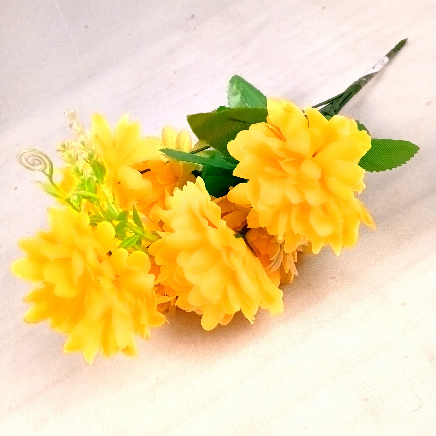 Artificial Flowers Dahlia Bunches for Vase Pot | Faux Flowers Stick - for Home Decor, Living Room, Wedding & Party Decoration (Vase Not Included) - 14 Inch - Apkamart #Colour_Yellow