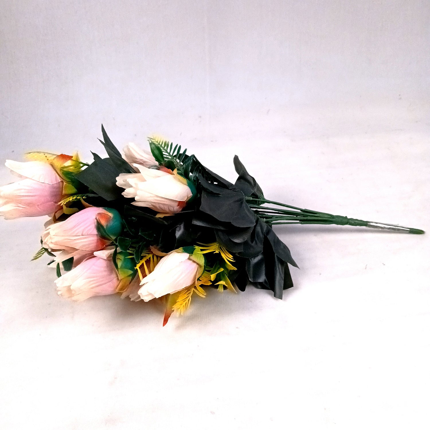 Artificial Flowers Rose Bunches for Vase Pot | Faux Flowers Stem - for Home Decor, Living Room, Office & Festivals Decoration (Vase Not Included) - 14 Inch - Apkamart #Colour_Pink