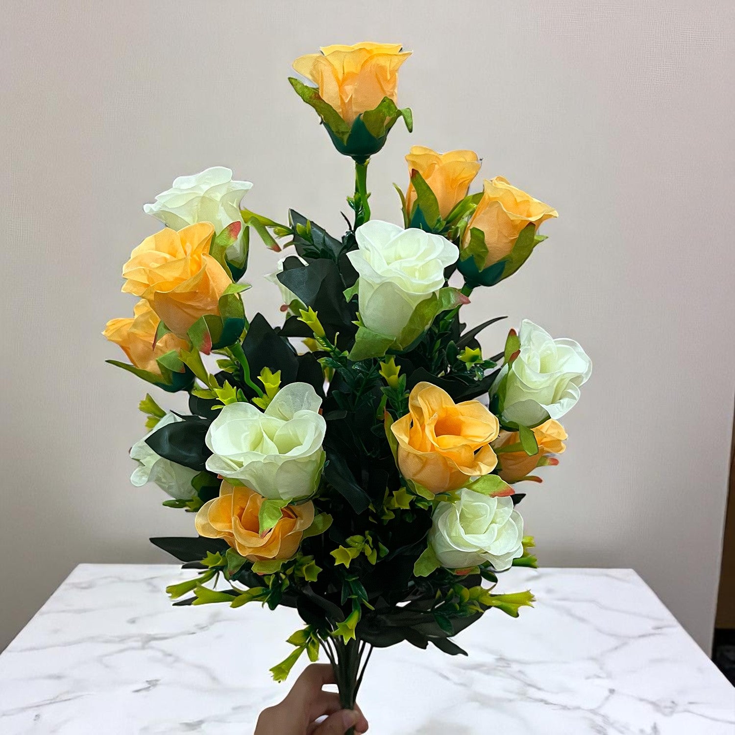 Artificial Flower Bouquets | Faux Flowers Bunch - for Table Vase, Pot, Home Decor, Living Room, Side Table Centerpiece - 29 Inch - Apkamart #Style_Design 3