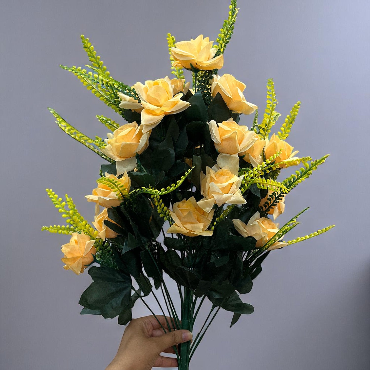 Artificial Flower Rose Bouquets | Faux Flowers Bunch - for Table Vase, Pot, Home Decor, Living Room, Side Table Centerpiece - 26 Inch - Apkamart #Colour_Orange