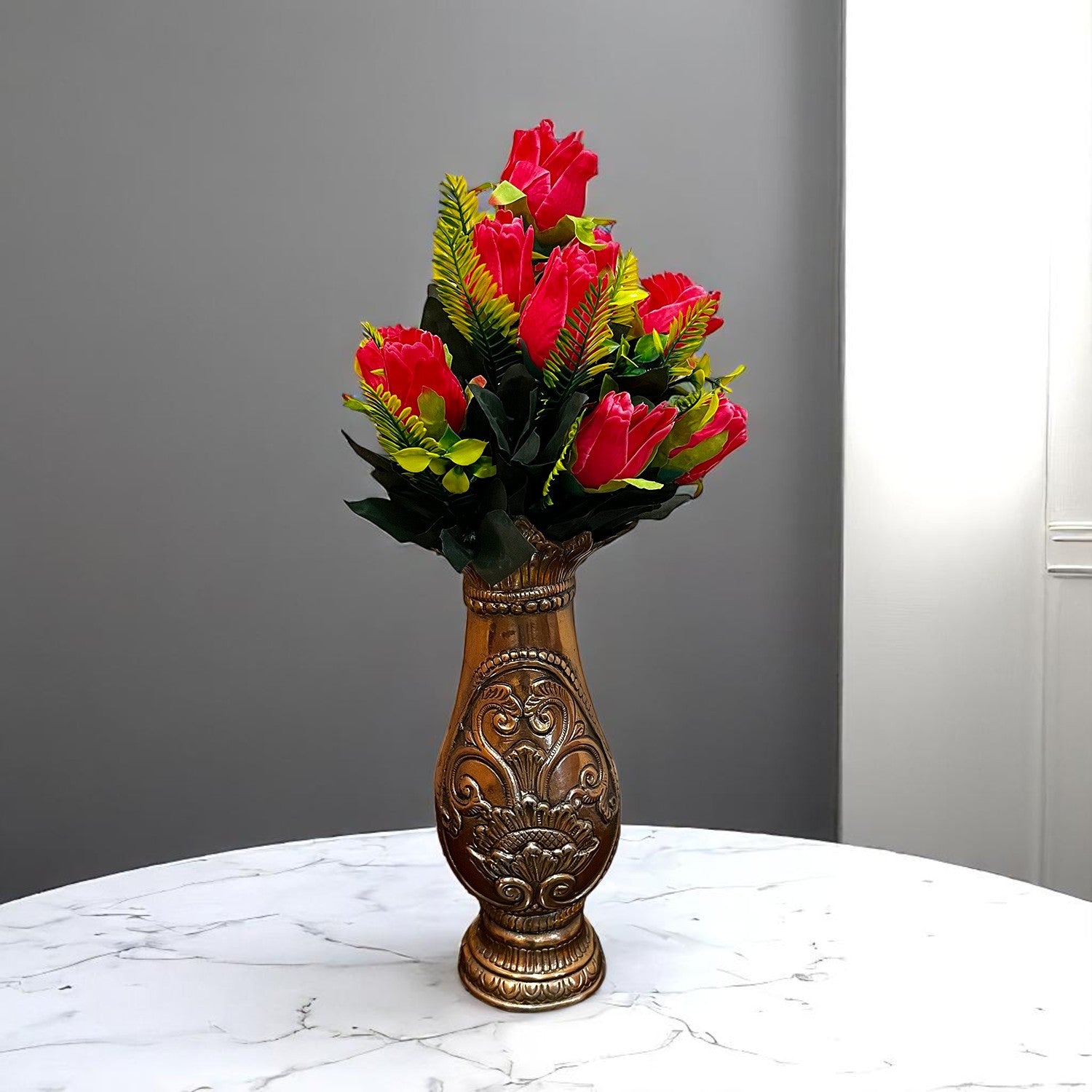 Artificial Flowers Rose Sticks | Faux Flowers Bunch / Bouquet - for Home Decor, Living Room, Office & Festivals Decoration (Vase Not Included) - 15 Inch - Apkamart #Colour_Pink