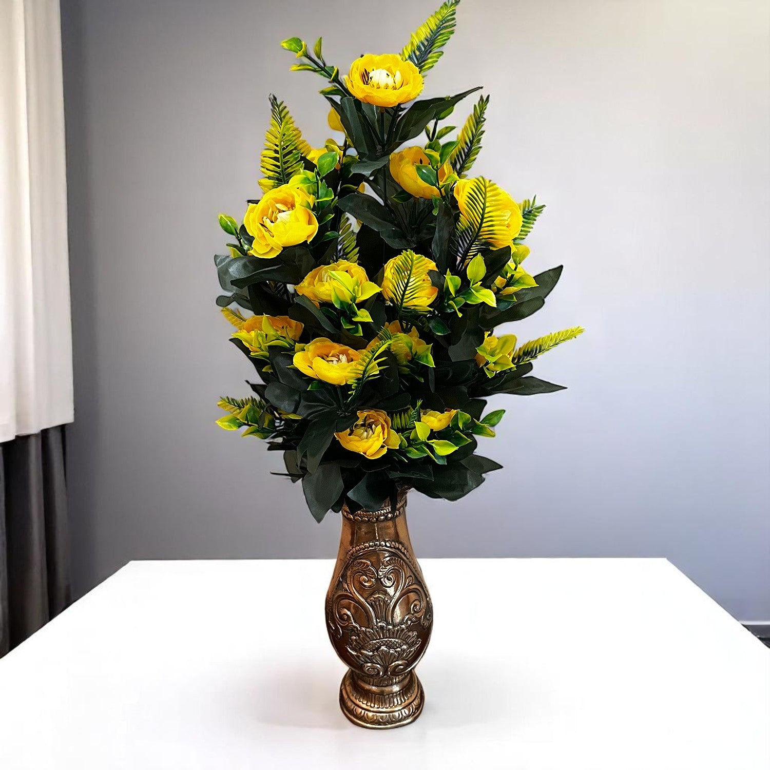 Artificial Flower Bouquets | Fake Flowers Bunch / Sticks - for Vase, Home, Bedroom, Balcony, Office Corner, Living Room (Vase Not Included) - 26 Inch - Apkamart #Colour_Yellow