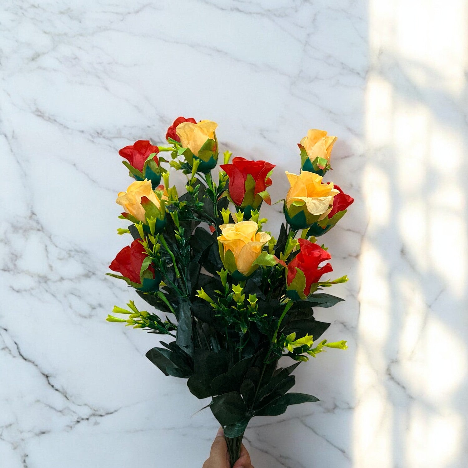 Artificial Flower Bouquets | Faux Flowers Bunch - for Table Vase, Pot, Home Decor, Living Room, Side Table Centerpiece - 29 Inch - Apkamart #Style_Design 2