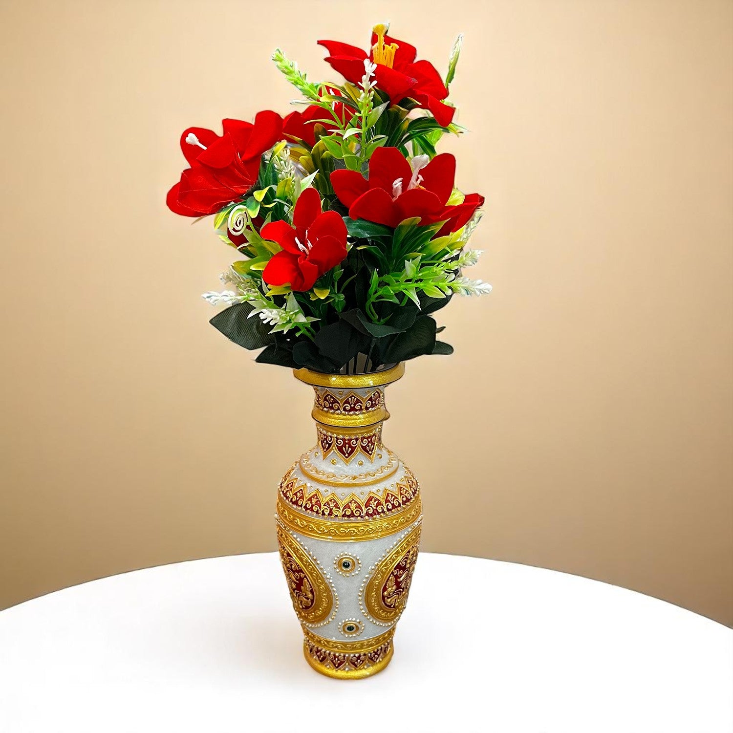 Artificial Flowers Bunches for Vase Pot | Faux Flowers Stem - for Home Decor, Living Room, Office & Festivals Decoration (Vase Not Included) - 14 Inch - Apkamart