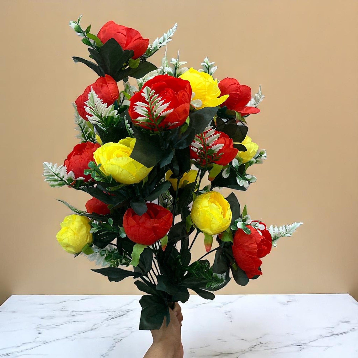 Artificial Rose Flowers Bunches for Vase Pot | Faux Flowers Stem - for Home Decor Side Table Centerpiece - 26 Inch - Apkamart #Style_Design 1