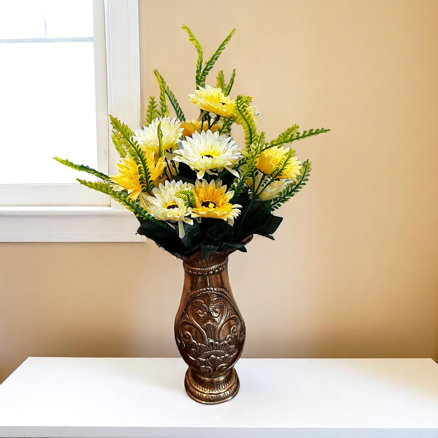 Artificial Flowers - Gerbera Daisy Bunches | Faux Flower Sticks - for Home Decor, Living Room & Festivals Decoration (Vase Not Included) - 14 Inch - Apkamart #Style_Design 3