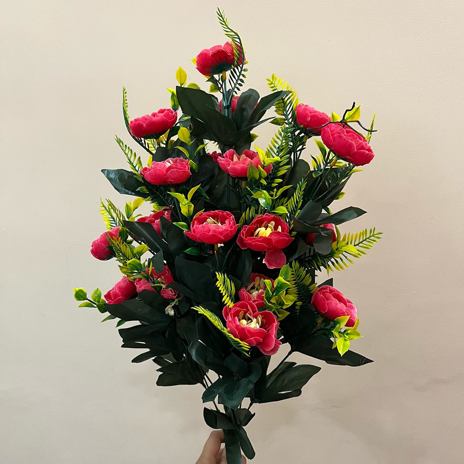 Artificial Flower Bouquets | Fake Flowers Bunch - For Vase, Home, Bedroom, Balcony, Office Corner, Living Room - 26 Inch - Apkamart #Colour_Pink