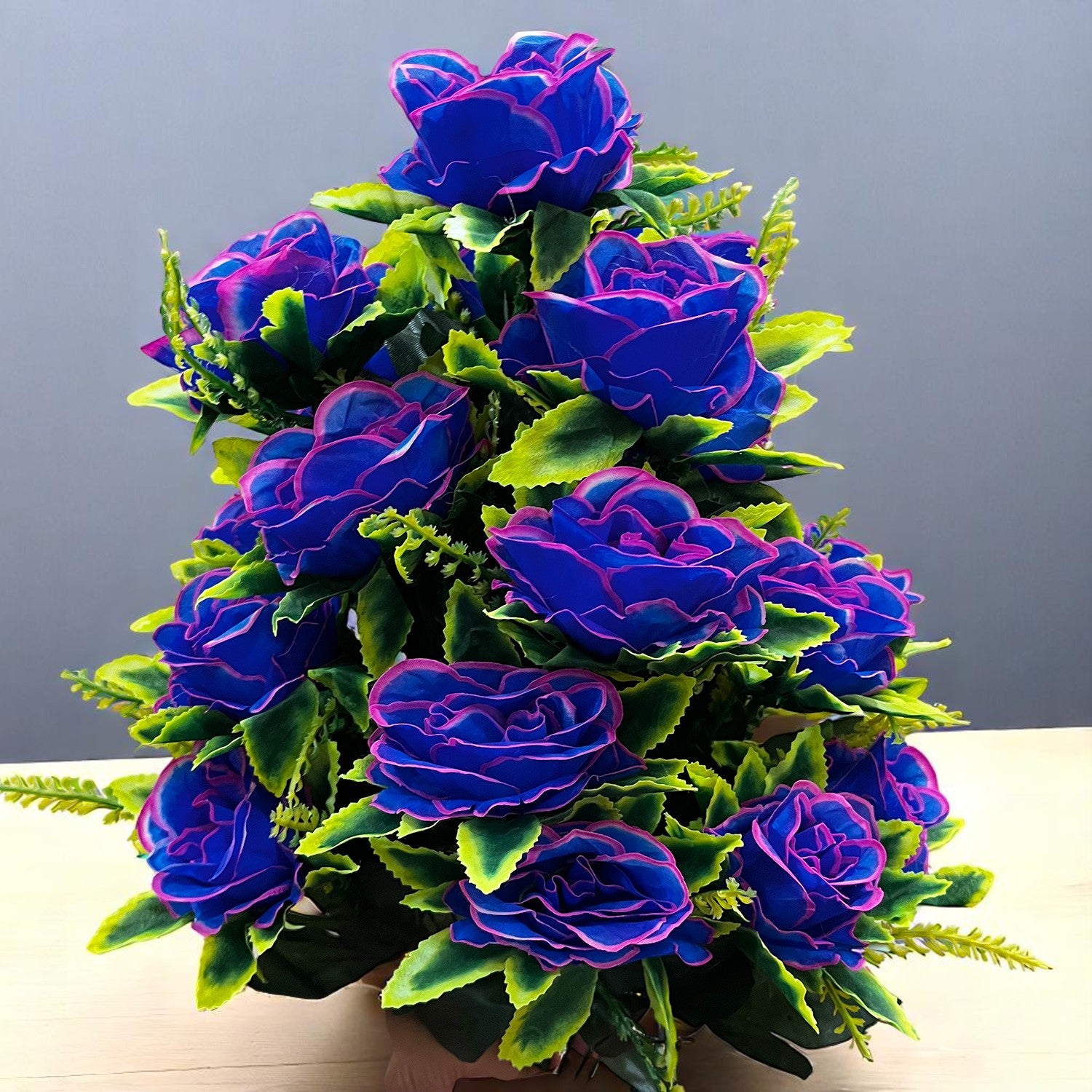 Artificial Flowers Rose Bunches for Vase | Faux Flowers Stem - for Home Decor, Living Room, Office & Festivals Decoration (Vase Not Included) - 27 Inch - Apkamart #Colour_Blue