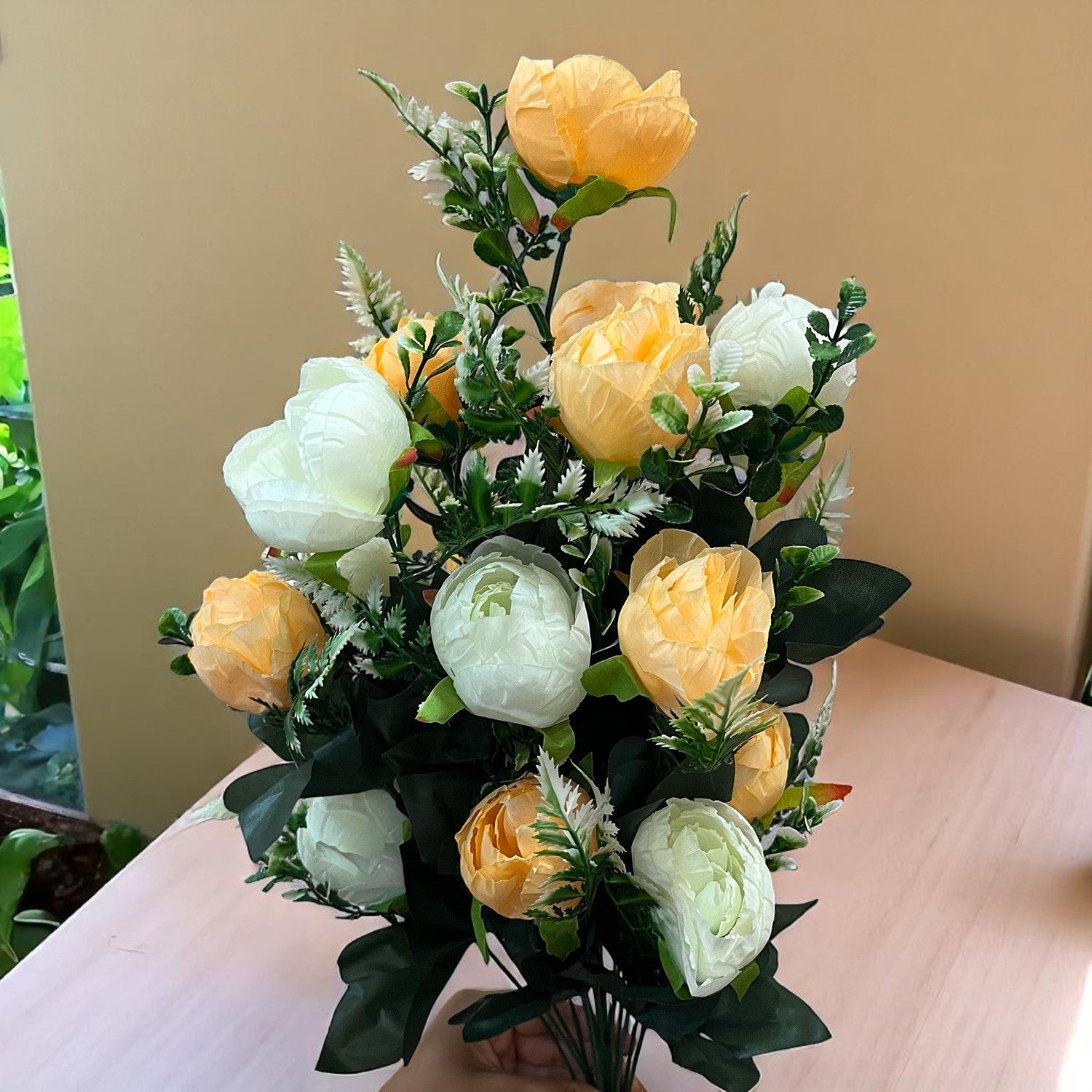 Artificial Rose Flowers With Pot | Faux Flowers Bunch - for Home Decor, Living Room, Side Table, Centerpiece - 26 Inch - Apkamart #Style_Design 2