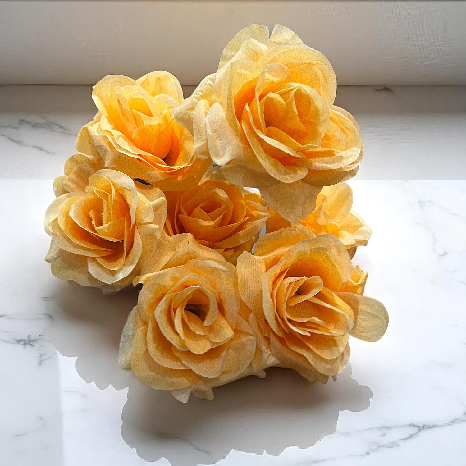 Artificial Flowers Rose Bunches for Vase Pot | Faux Flowers Stem - for Home Decor, Living Room, Office & Festivals Decoration (Vase Not Included) - 18 Inch - Apkamart #Colour_Orange