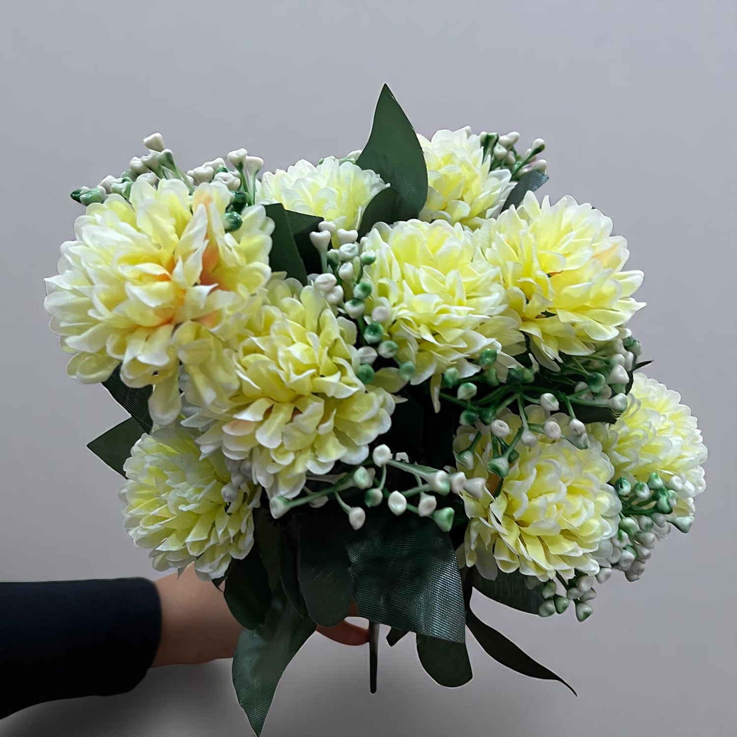 Artificial Flower Plant With Vase Pot | Decorative Flowers Bunch & Stems - for Table Vase, Pot, Home Decor, Living Room, Side Table Centerpiece & Festival Decoration - Apkamart #Colour_Off White