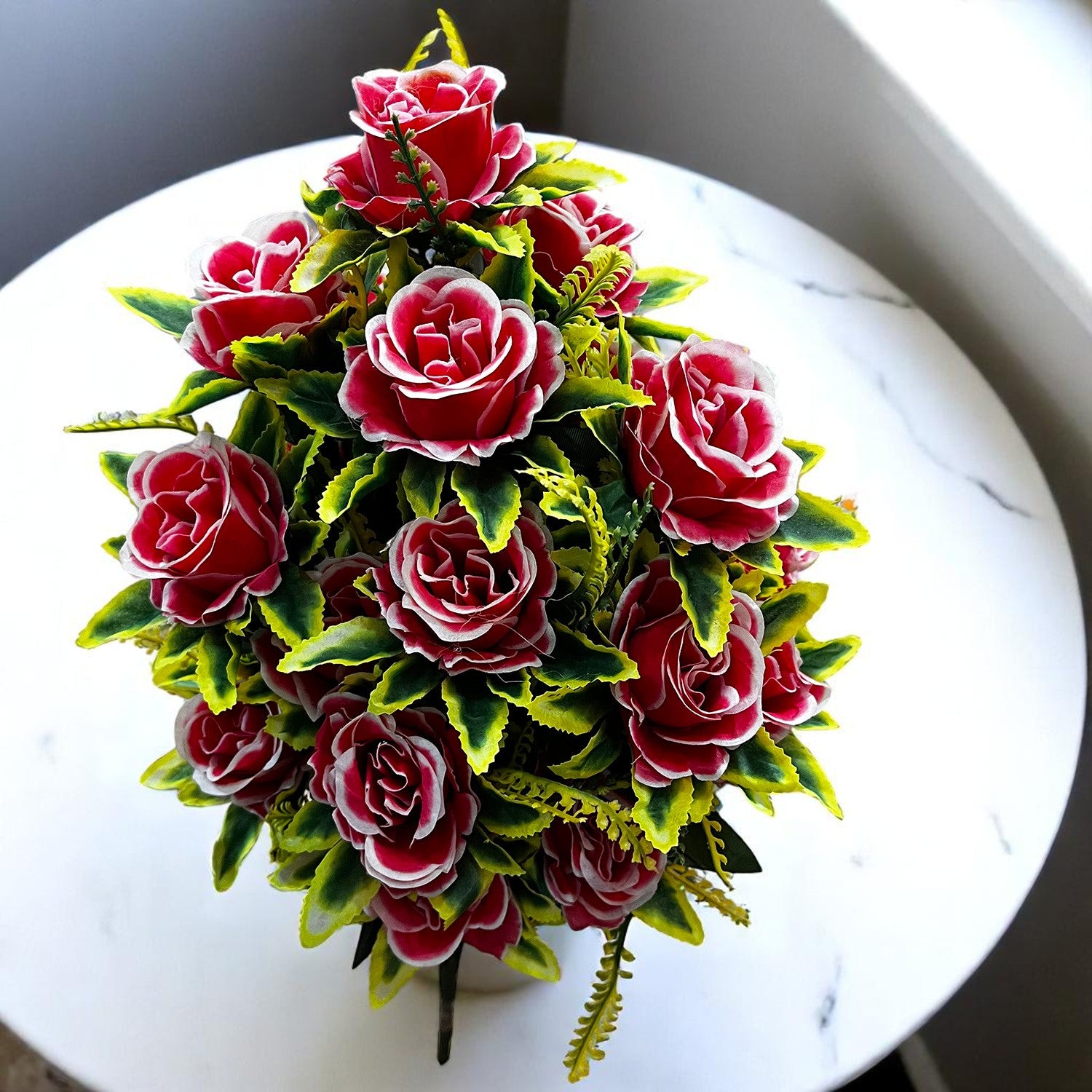 Artificial Flowers Rose Bunches for Vase | Faux Flowers Stem - for Home Decor, Living Room, Office & Festivals Decoration (Vase Not Included) - 27 Inch - Apkamart #Colour_Pink