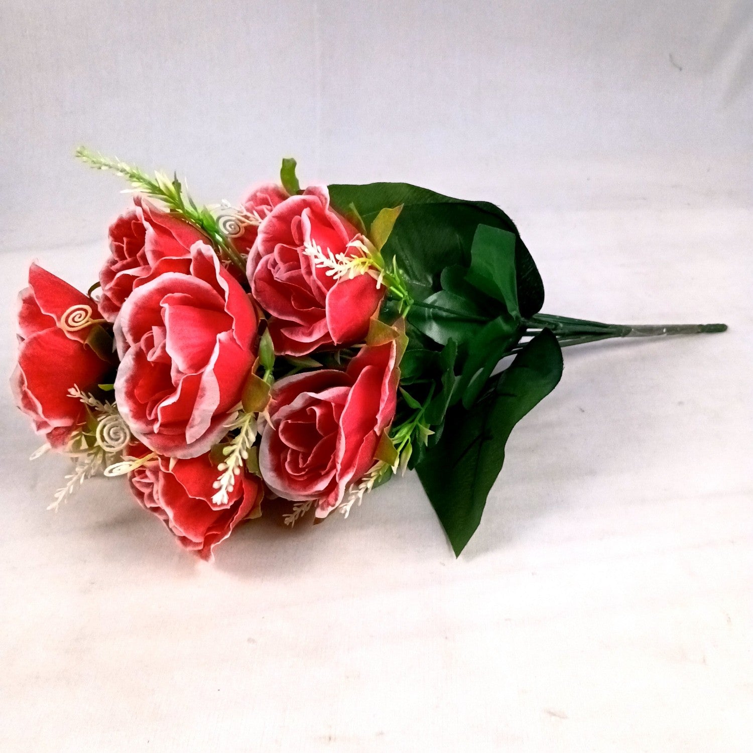 Artificial Rose Flower Bouquets | Faux Flowers Bunch - for Table Vase, Pot, Home Decor, Living Room, Side Table Centerpiece - 17 Inch - Apkamat #Style_Design 2