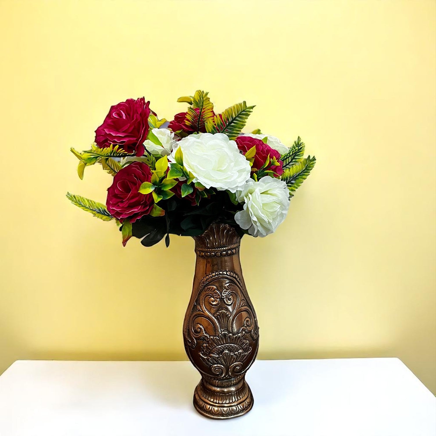 Artificial Flowers Rose Bunches for Vase Pot | Faux Flowers Stem - for Home Decor, Living Room, Office & Festivals Decoration (Vase Not Included) - 16 Inch - Apkamart #Style_Design 2