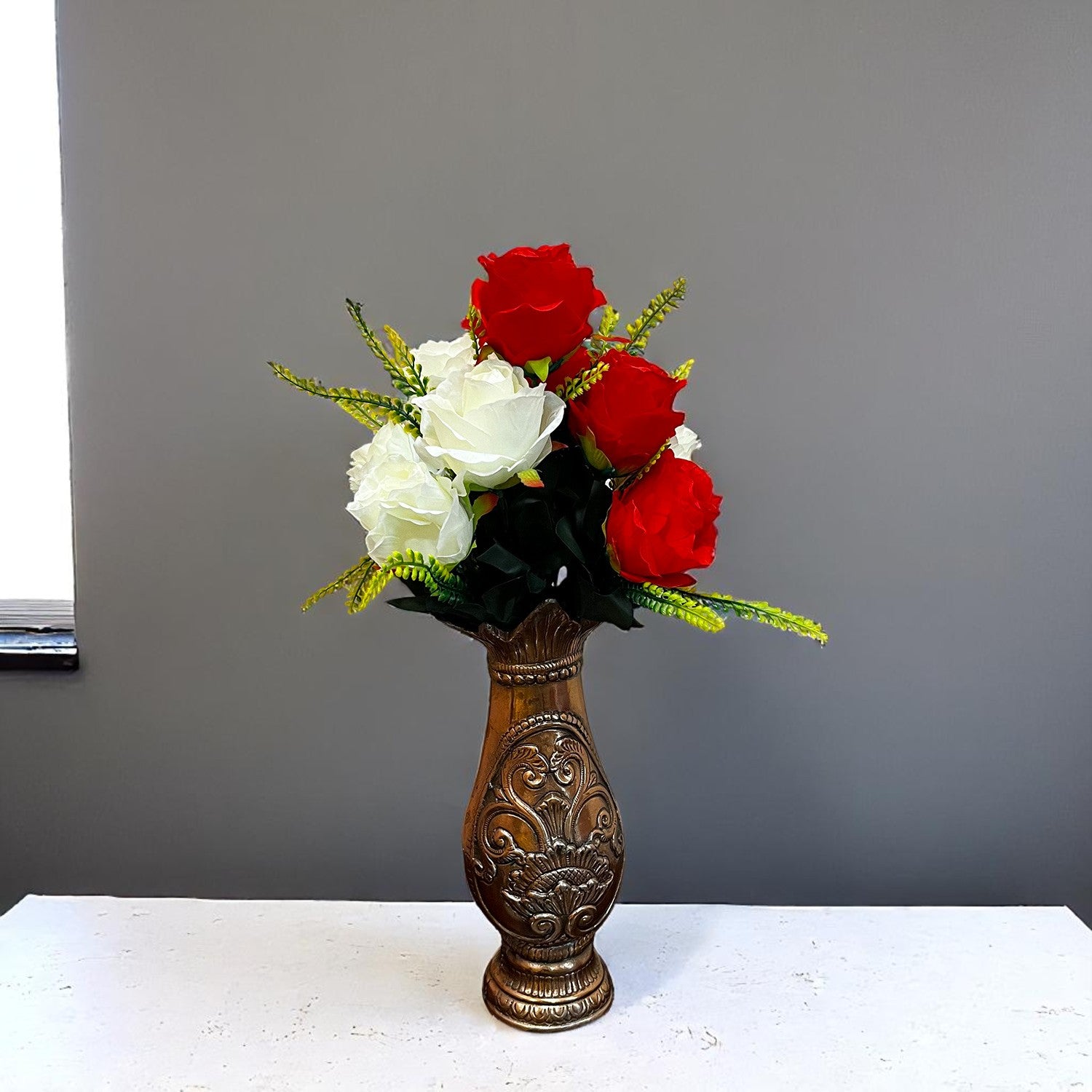 Artificial Flower Wall Hanging | Fake Creeper Flowers With Metal Stand Wall Mount - for Home Decor, Living Room, Balcony, Entrance Decoration - Apkamart #Style_Design 2