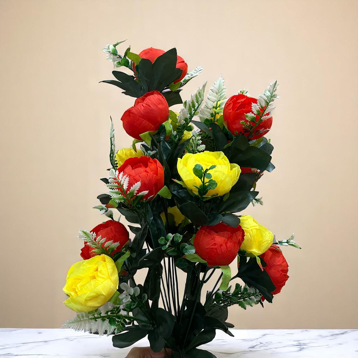 Artificial Rose Flowers Bunches for Vase Pot | Faux Flowers Stem - for Home Decor Side Table Centerpiece - 26 Inch - Apkamart #Style_Design 1