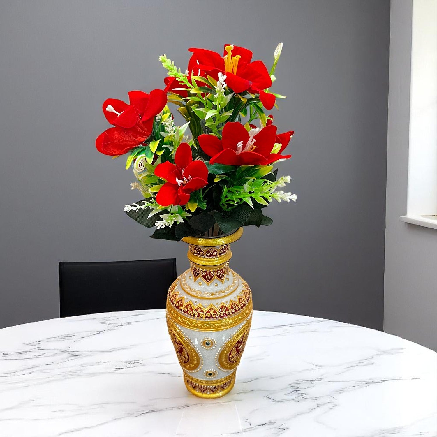 Artificial Flowers Bunches for Vase Pot | Faux Flowers Stem - for Home Decor, Living Room, Office & Festivals Decoration (Vase Not Included) - 14 Inch - Apkamart