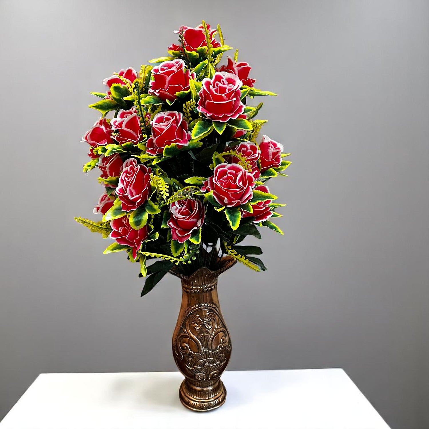 Artificial Flowers Rose Bunches for Vase | Faux Flowers Stem - for Home Decor, Living Room, Office & Festivals Decoration (Vase Not Included) - 27 Inch - Apkamart #Colour_Pink