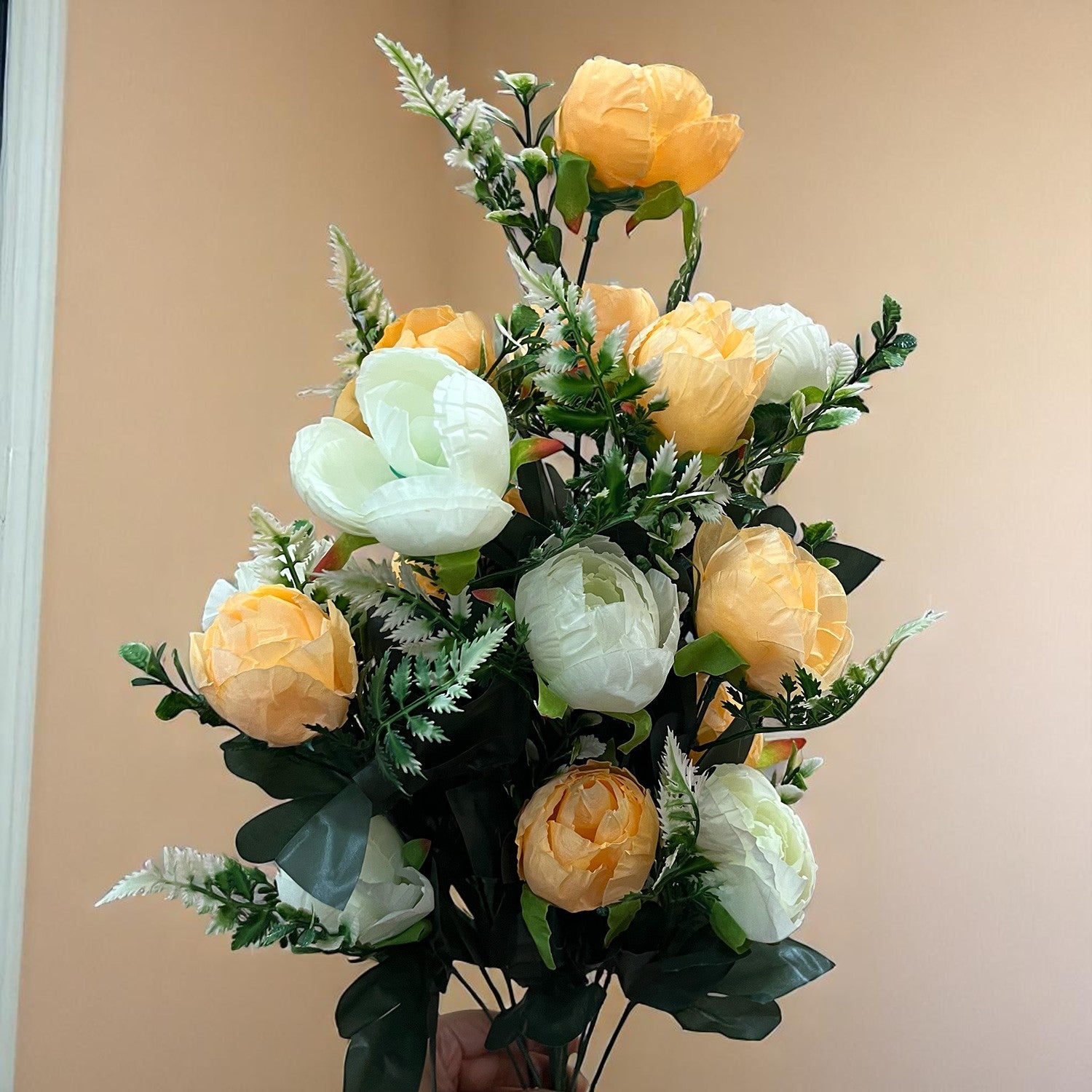 Artificial Rose Flowers With Pot | Faux Flowers Bunch - for Home Decor, Living Room, Side Table, Centerpiece - 26 Inch - Apkamart #Style_Design 2