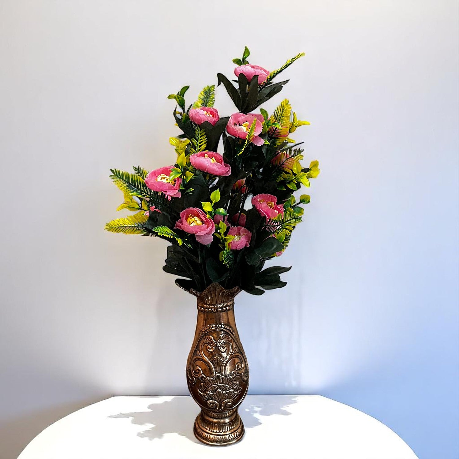 Artificial Flower Bouquets | Fake Flowers Bunch - for Vase, Home, Bedroom, Balcony, Office Corner, Living Room Decoration (Vase Not Included) - 26 Inch - Apkamart #Colour_Pink