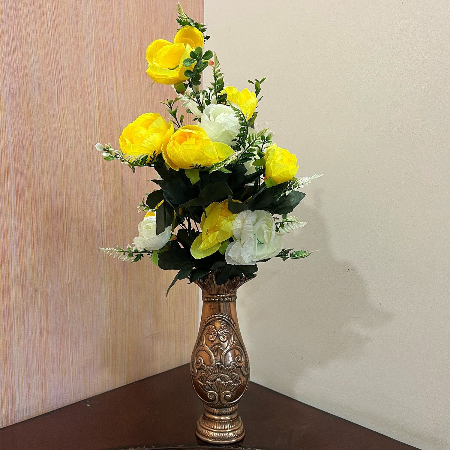 Artificial Rose Flowers With Pot | Faux Flowers Bunch - for Home Decor, Living Room, Side Table, Centerpiece - 26 Inch - Apkamart #Style_Design 1