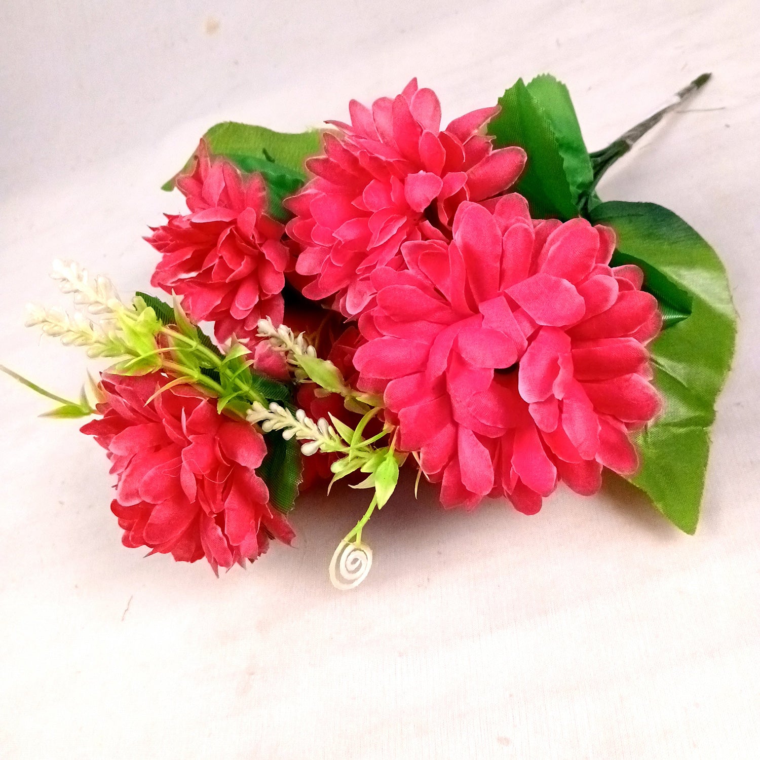 Artificial Flowers Dahlia Bunches for Vase Pot | Faux Flowers Stick - for Home Decor, Living Room, Wedding & Party Decoration (Vase Not Included) - 14 Inch - Apkamart #Colour_Pink