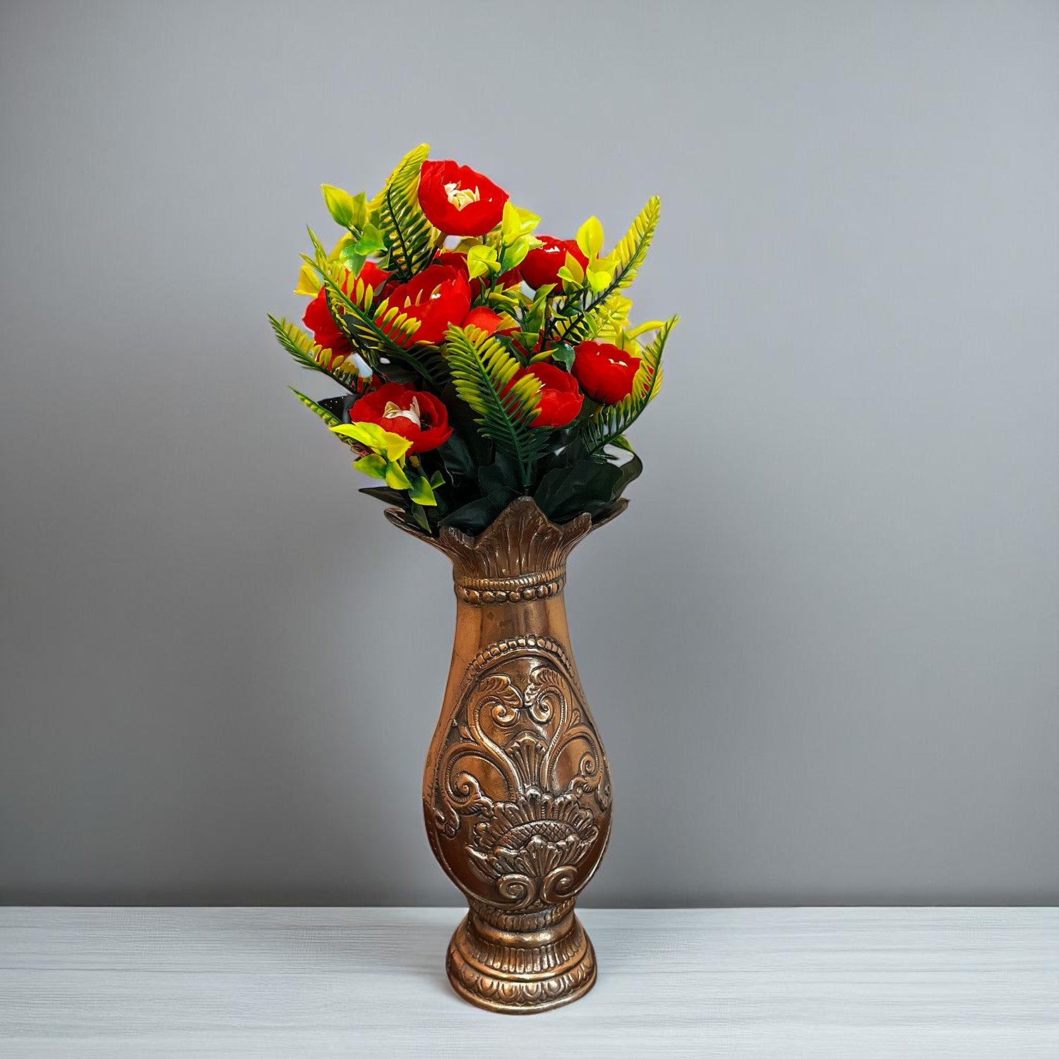 Artificial Flower Plant With Fruits | Decorative Flowers Bunch & Stems - for Table Vase, Pot, Home Decor, Living Room, Side Table Centerpiece & Festival Decoration - Apkamart #Color_Red