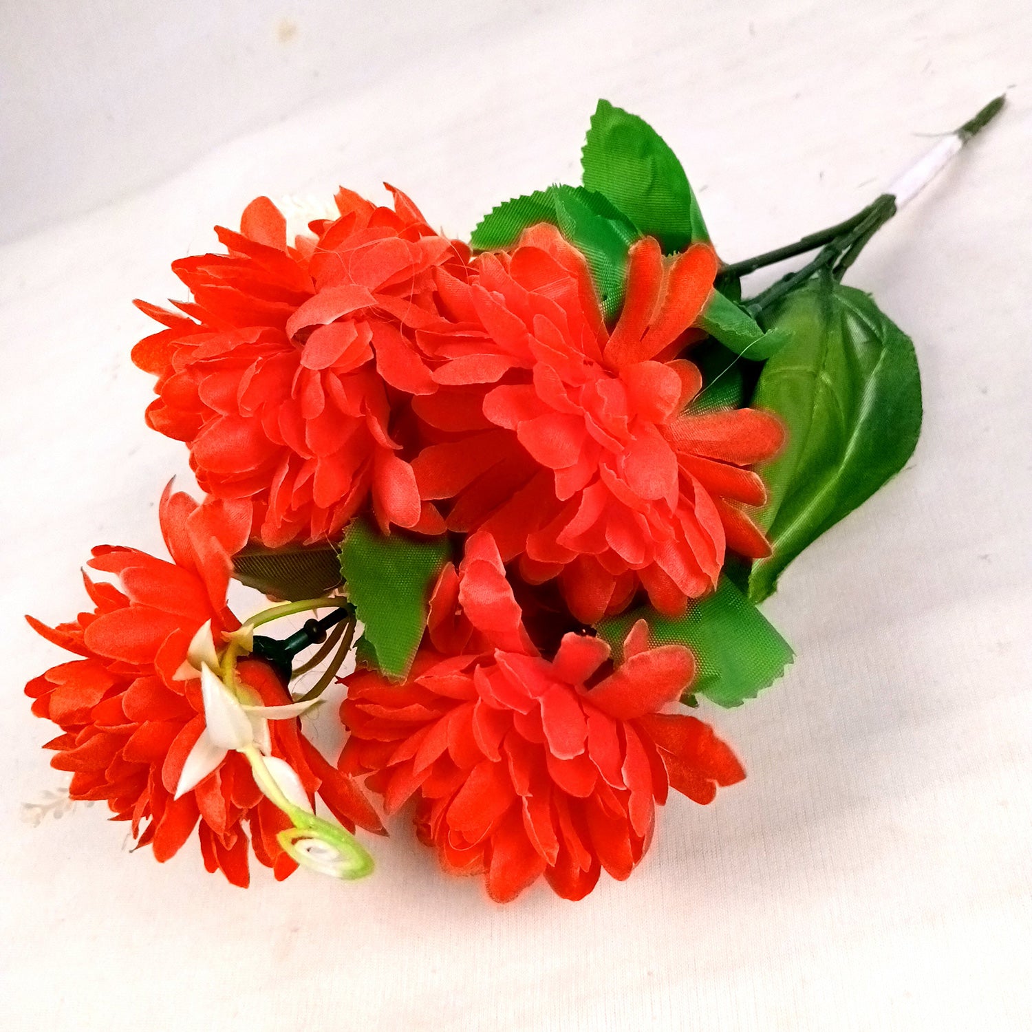 Artificial Flowers Dahlia Bunches for Vase Pot | Faux Flowers Stick - for Home Decor, Living Room, Wedding & Party Decoration (Vase Not Included) - 14 Inch - Apkamart #Colour_Red