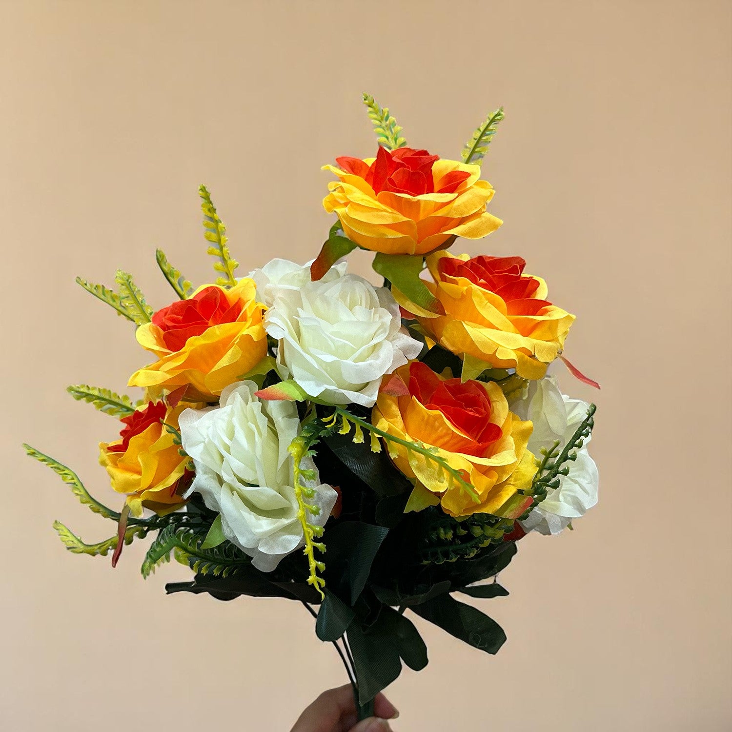 Artificial Flowers Rose Bunches for Vase Pot | Faux Flowers Stem - for Home Decor Living Room Side Table Centerpiece - 18 Inch - Apkamart #Style_Design 2