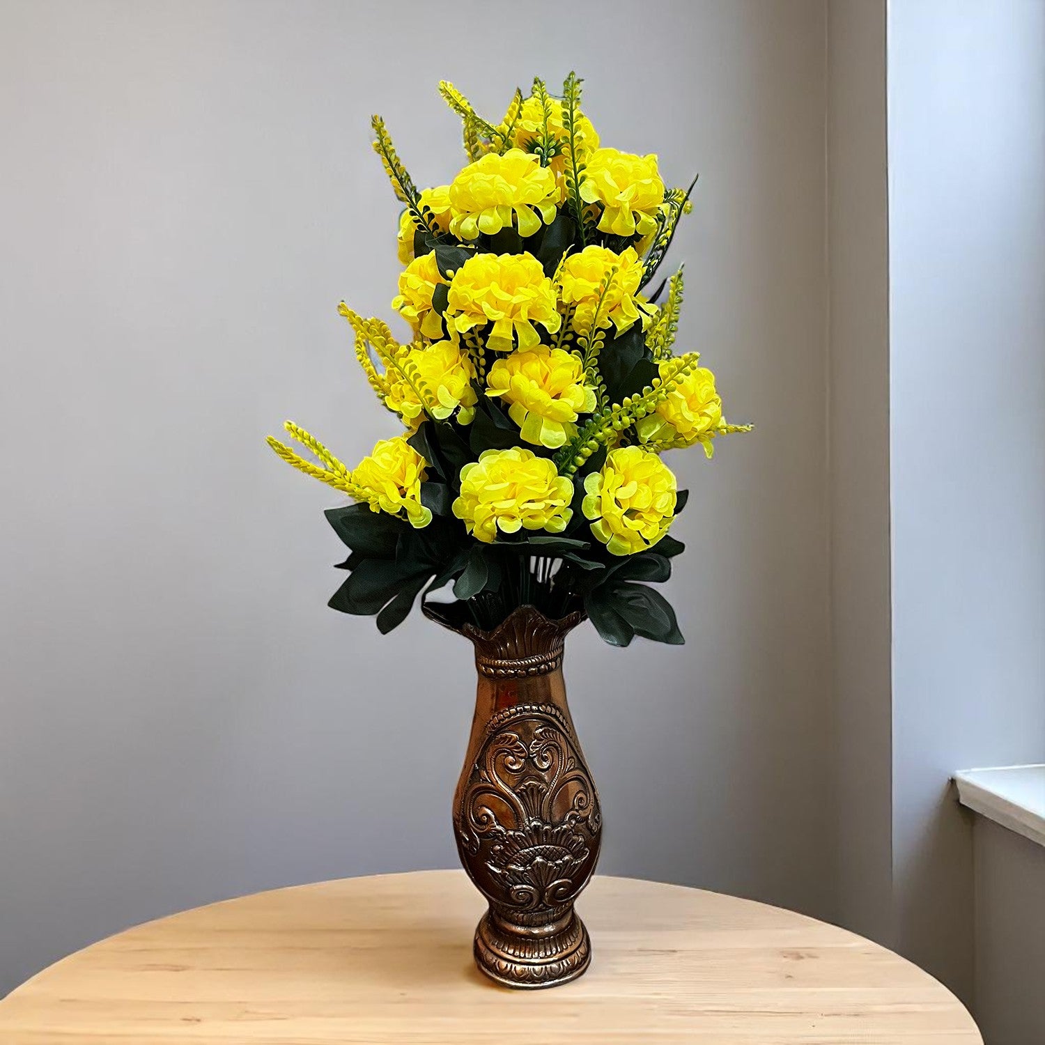 Artificial Flowers for Home Decoration - With Metal Stand - For Wall Hanging - Apkamart #Colour_Yellow
