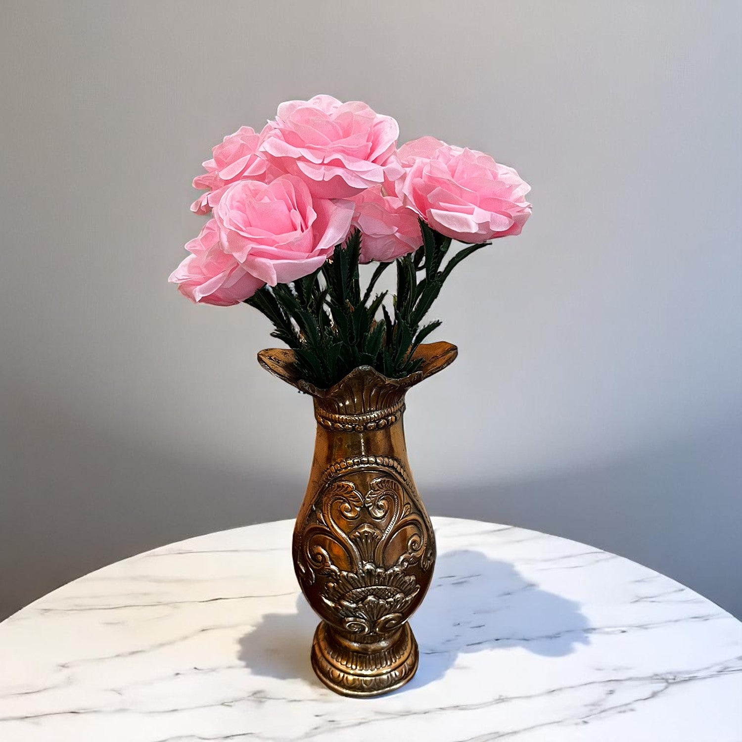 Artificial Flowers Rose Bunches for Vase Pot | Faux Flowers Sticks / Bouquet - for Home Decor, Living Room & Festivals Decoration (Vase Not Included) - 18 Inch - Apkamart #Colour_Pink