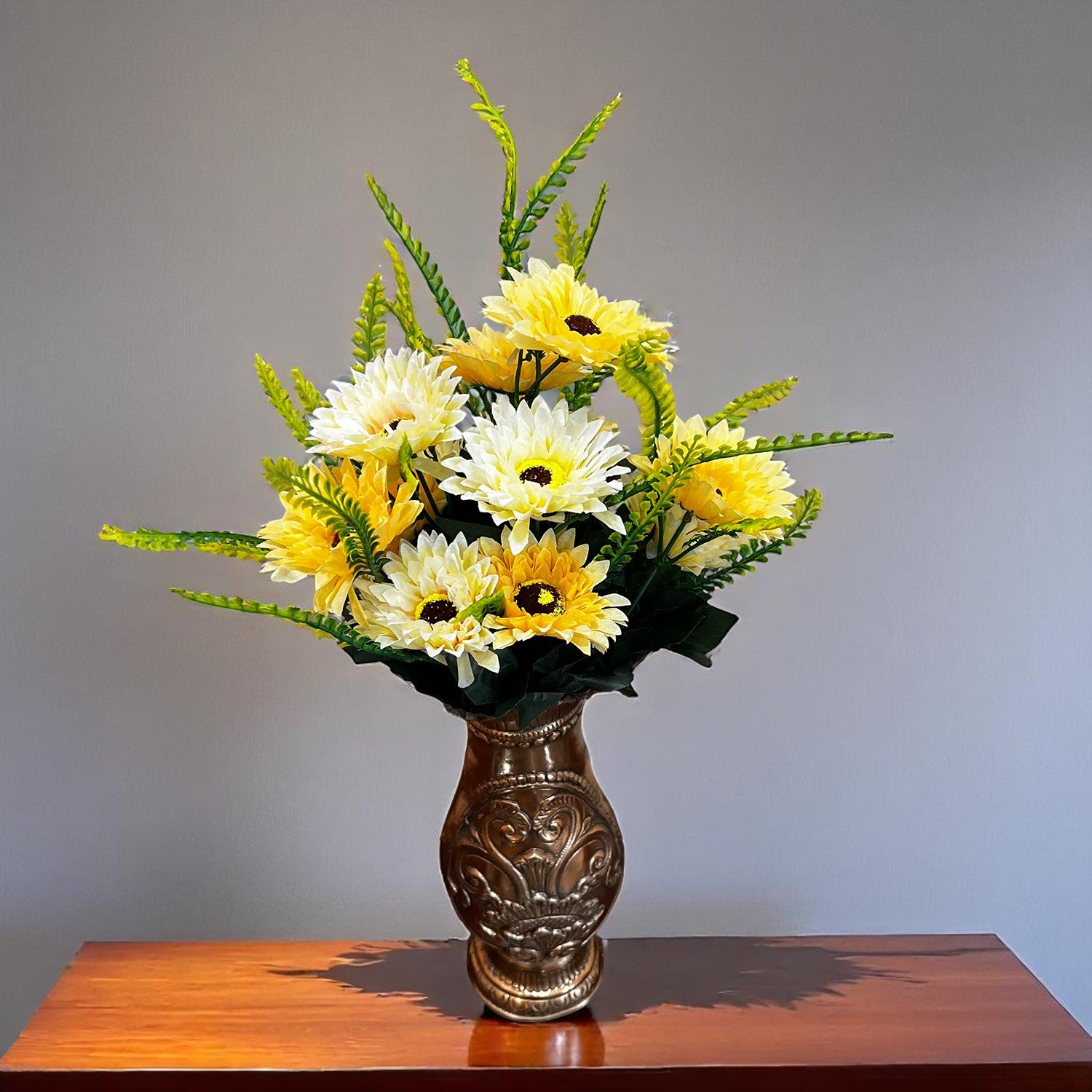 Artificial Flowers - Gerbera Daisy Bunches | Faux Flower Sticks - for Home Decor, Living Room & Festivals Decoration (Vase Not Included) - 14 Inch - Apkamart #Style_Design 3