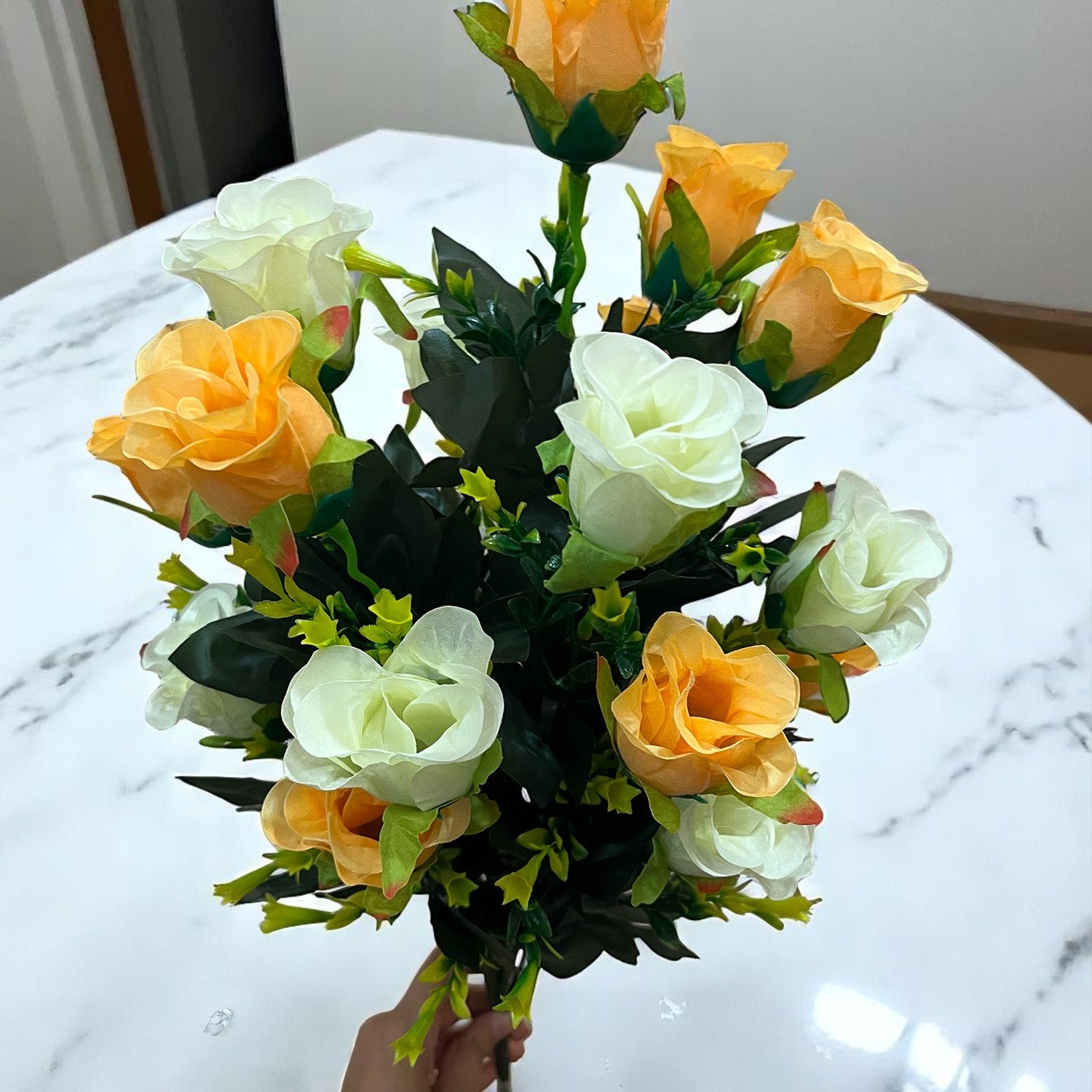 Artificial Flower Bouquets | Faux Flowers Bunch - for Table Vase, Pot, Home Decor, Living Room, Side Table Centerpiece - 29 Inch - Apkamart #Style_Design 3