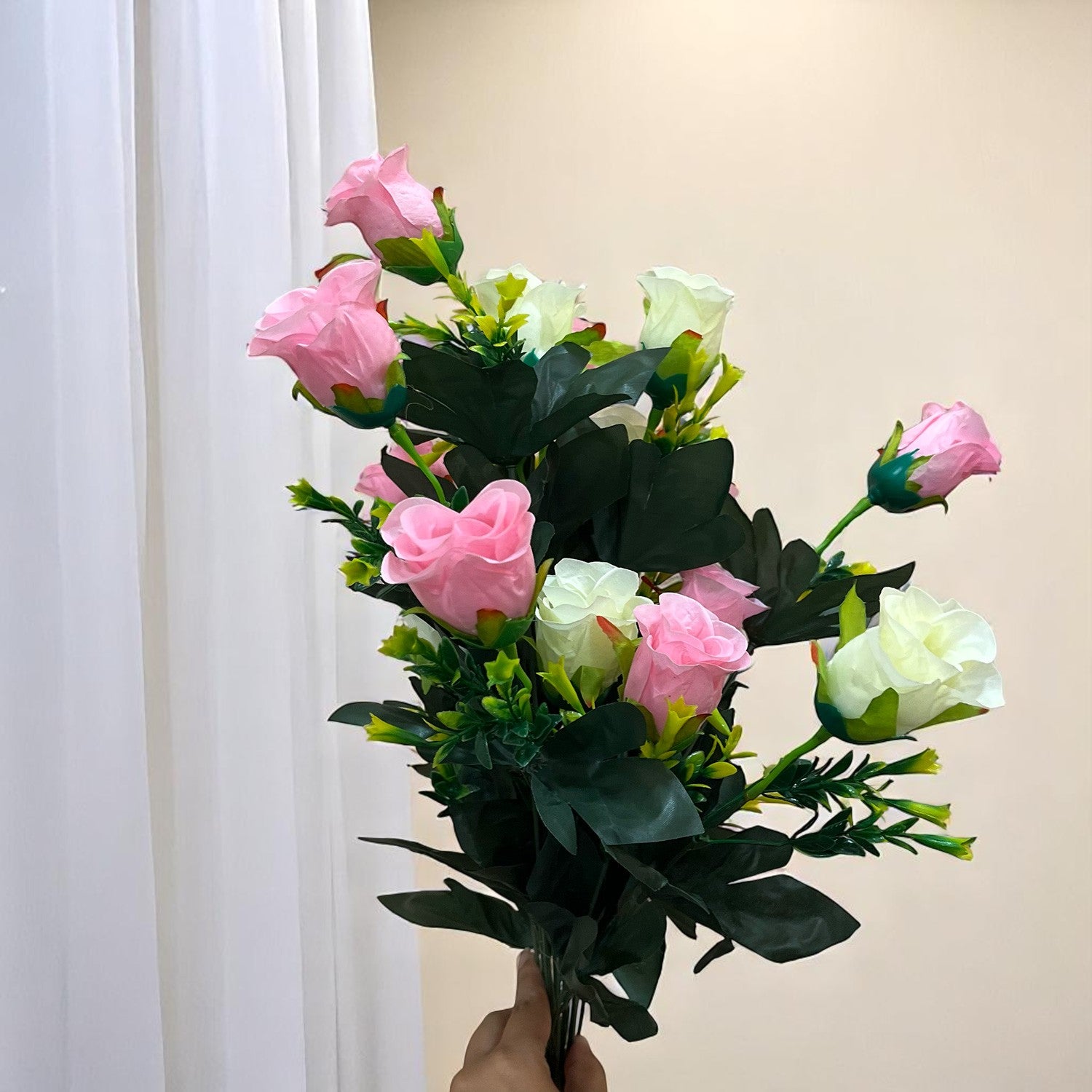 Artificial Flower Bouquets | Faux Flowers Bunch - for Table Vase, Pot, Home Decor, Living Room, Side Table Centerpiece - 29 Inch - Apkamart #Style_Design 1