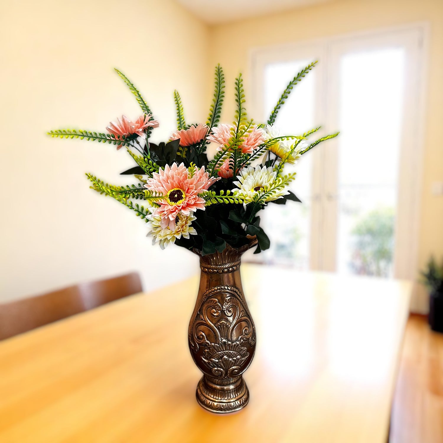 Artificial Flowers - Gerbera Daisy Bunches | Faux Flower Sticks - for Home Decor, Living Room, Office & Festivals Decoration (Vase Not Included) - 14 Inch - Apkamart #Style_Design 1