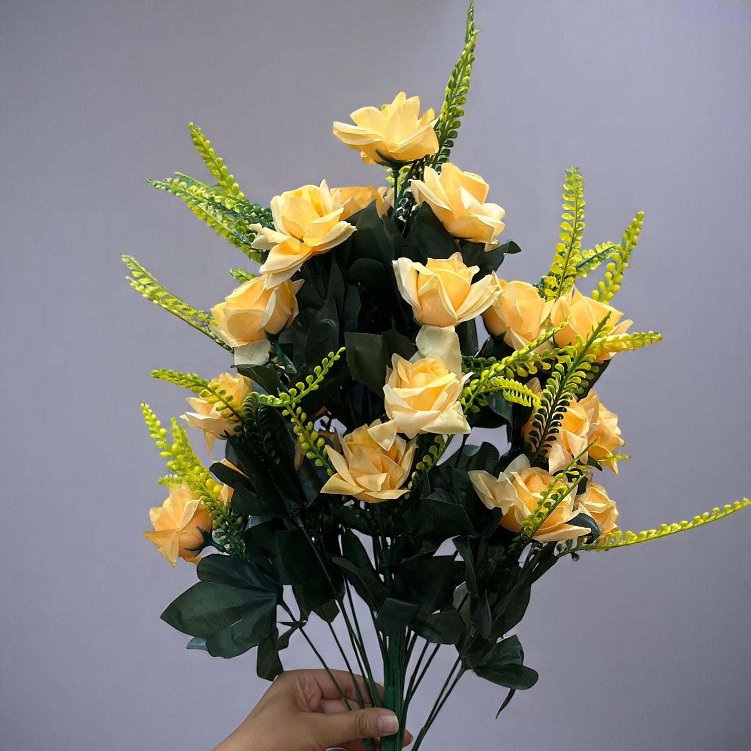 Artificial Flower Rose Bouquets | Faux Flowers Bunch - for Table Vase, Pot, Home Decor, Living Room, Side Table Centerpiece - 26 Inch - Apkamart #Colour_Orange