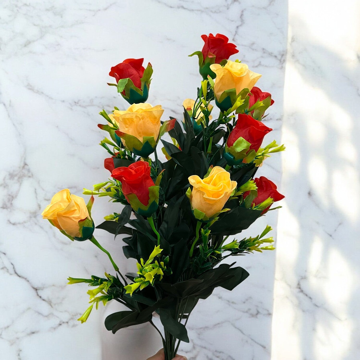 Artificial Flower Bouquets | Faux Flowers Bunch - for Table Vase, Pot, Home Decor, Living Room, Side Table Centerpiece - 29 Inch - Apkamart #Style_Design 2