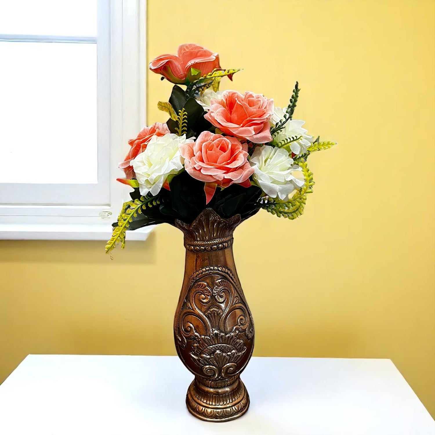 Artificial Flowers Rose Bunches for Vase Pot | Faux Flowers Stem - for Home Decor, Living Room, Office & Festivals Decoration (Vase Not Included) - 16 Inch - Apkamart #Style_Design 2