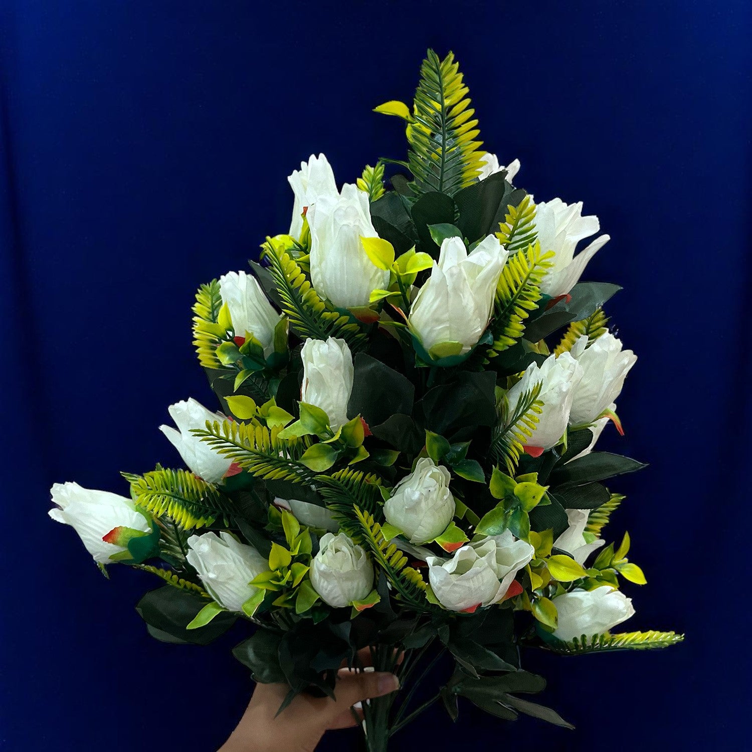 Artificial Flower Rose Bouquets | Fake Flowers Bunch - For Vase, Pot, Home, Bedroom, Balcony, Office Corner, Living Room - 26 Inch - Apkamart #Colour_White