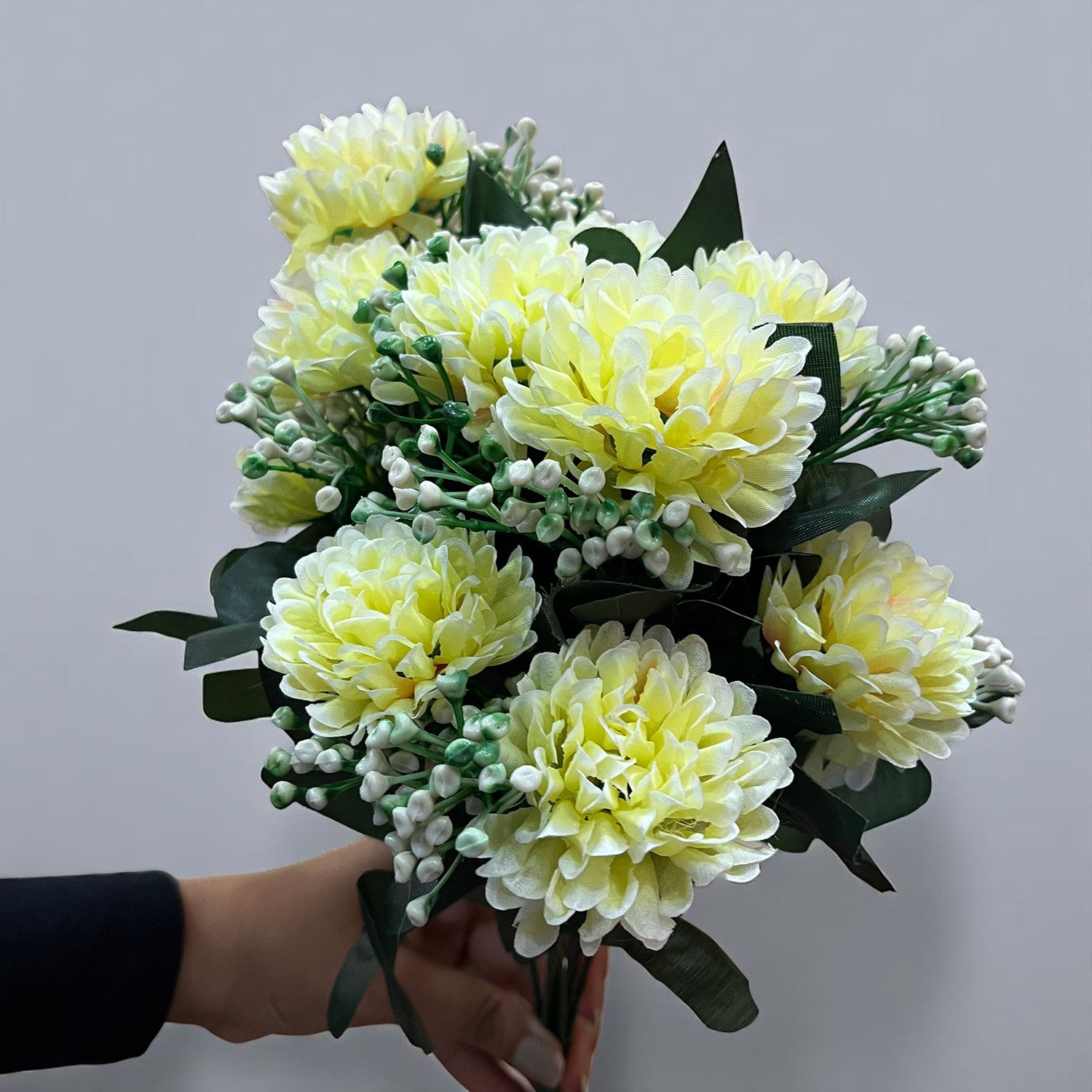 Artificial Flower Plant With Vase Pot | Decorative Flowers Bunch & Stems - for Table Vase, Pot, Home Decor, Living Room, Side Table Centerpiece & Festival Decoration - Apkamart #Colour_Off White