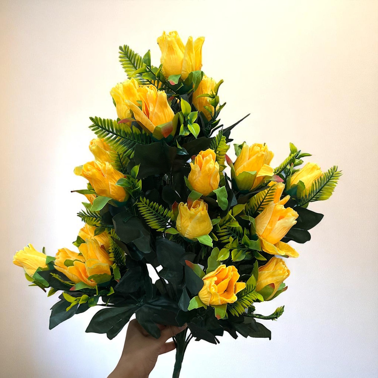 Artificial Flower Rose Bouquets | Fake Flowers Bunch - For Vase, Pot, Home, Balcony, Office Corner, Living Room - 26 Inch - Apkamart #Colour_Yellow