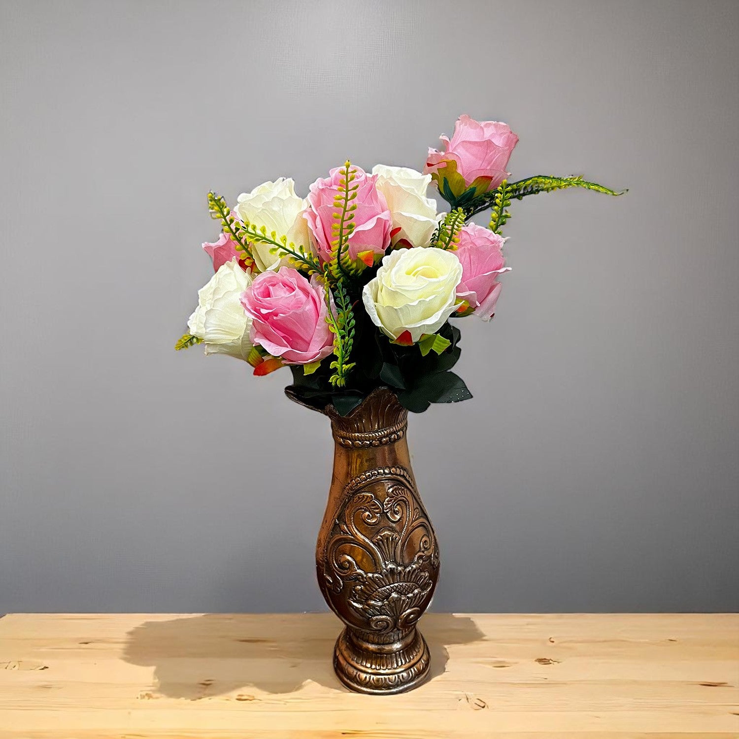 Artificial Flower Plant - Cherry Blossom | Decorative Flowers Bunch & Stems - for Table Vase, Pot, Home Decor, Living Room, Side Table Centerpiece & Festival Decoration - Apkamart #Color_Pink & White