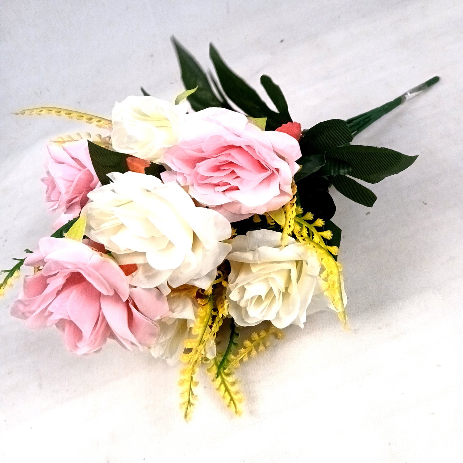 Artificial Flowers Rose Bunches for Vase Pot | Faux Flowers Stem - for Home Decor, Living Room, Office & Festivals Decoration (Vase Not Included) - 16 Inch - Apkamart #Style_Design 1