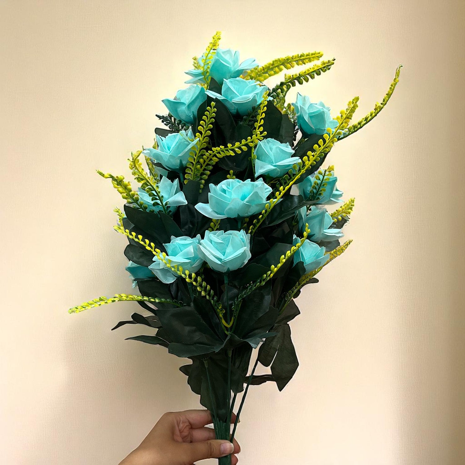 Artificial Flower Rose Bouquets | Faux Flowers Bunch - for Table Vase, Pot, Home Decor, Living Room, Side Table Centerpiece - 26 Inch - Apkamart #Colour_Multicolor