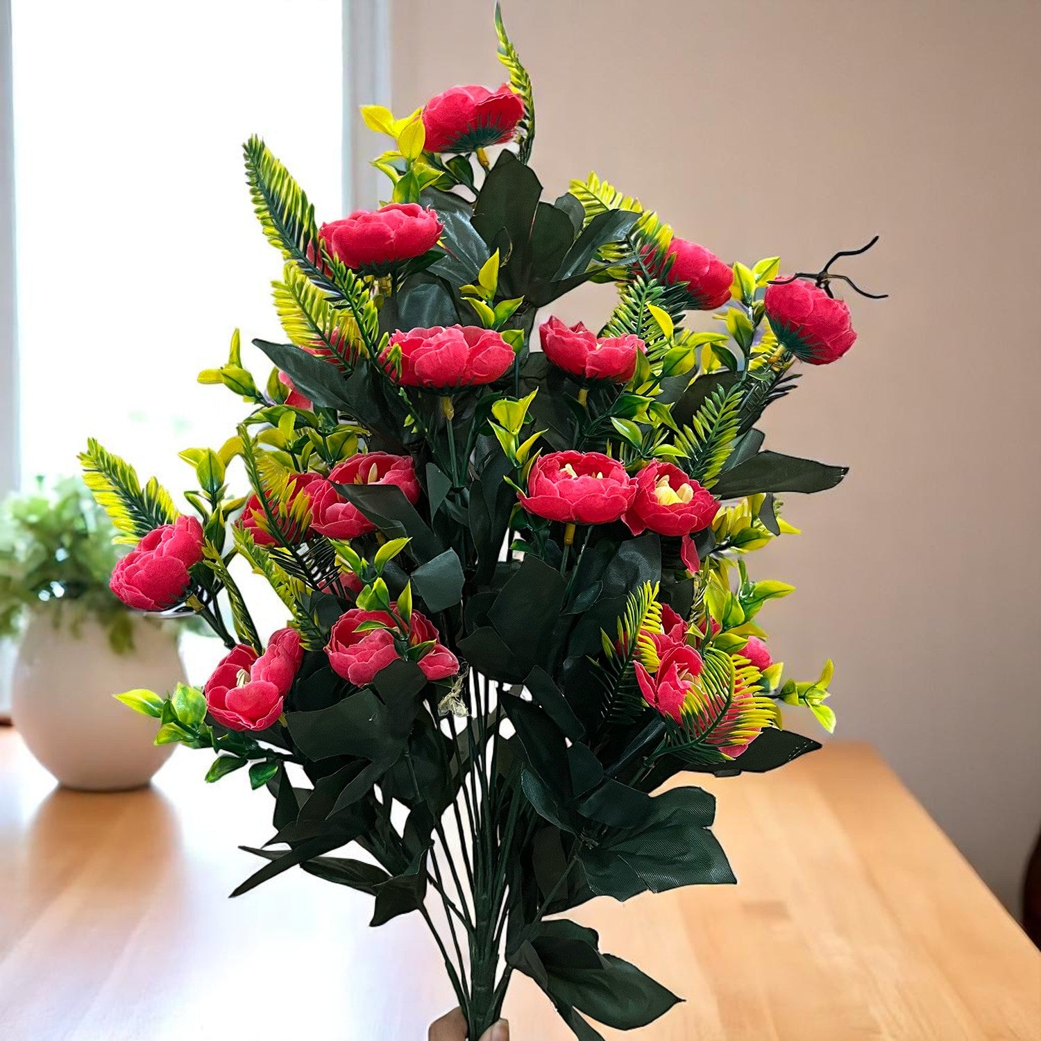 Artificial Flower Bouquets | Fake Flowers Bunch - For Vase, Home, Bedroom, Balcony, Office Corner, Living Room - 26 Inch - Apkamart #Colour_Pink